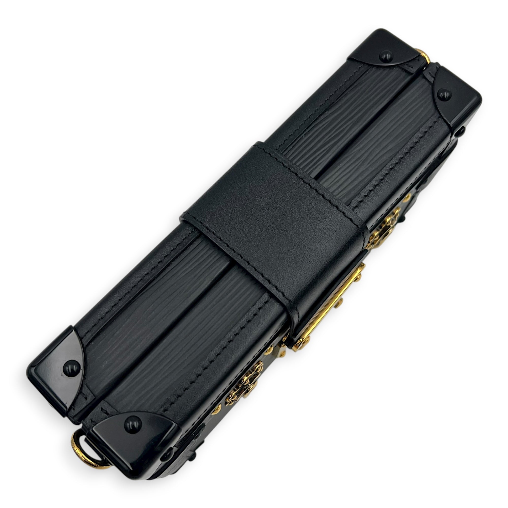 Petite Malle Crossbody Bag PM Black in Epi Leather, Gold hardware