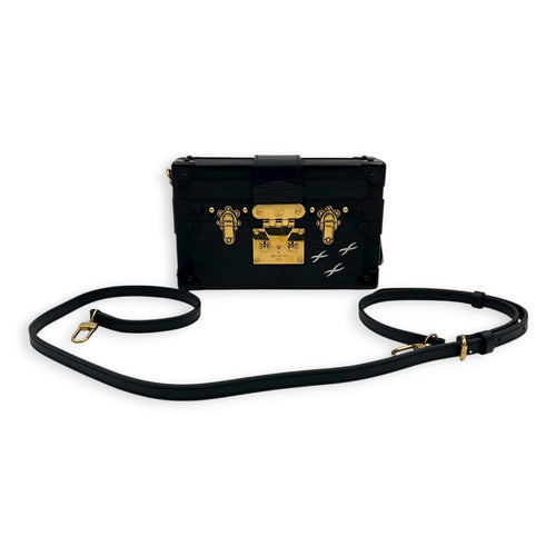 Petite Malle Crossbody Bag PM Black in Epi Leather, Gold hardware