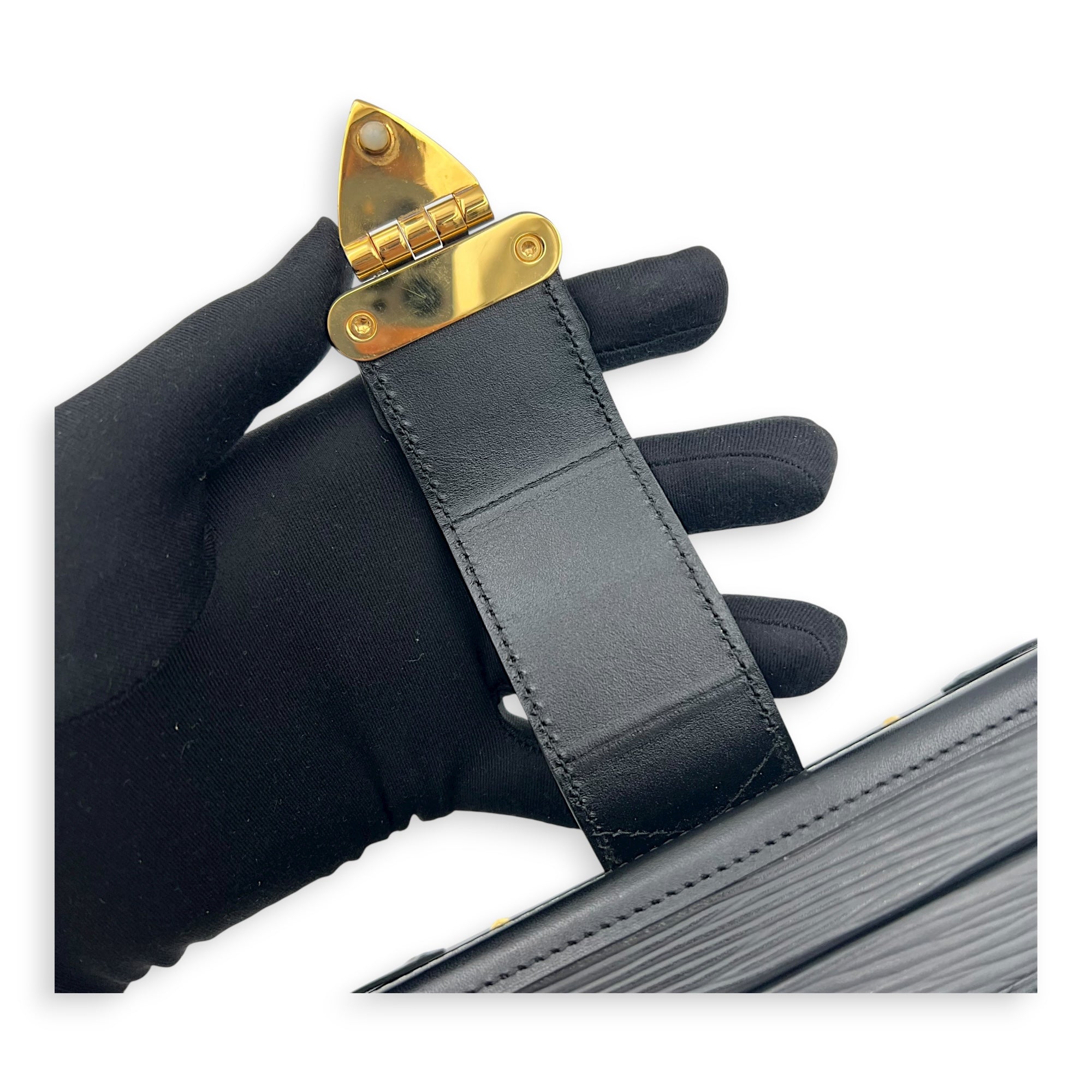 Petite Malle Crossbody Bag PM Black in Epi Leather, Gold hardware