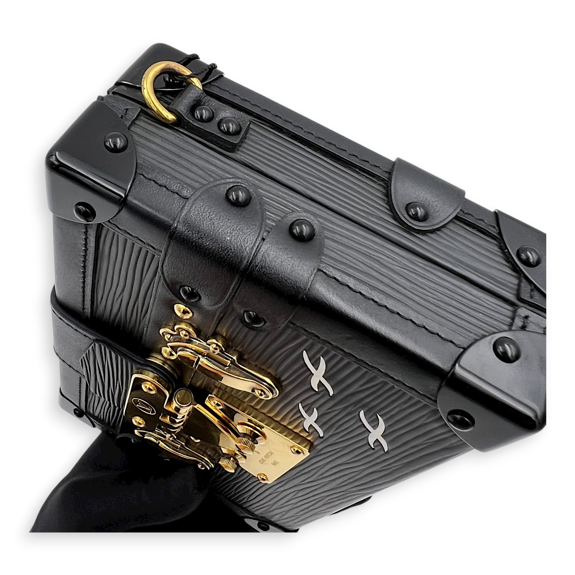 Petite Malle Crossbody Bag PM Black in Epi Leather, Gold hardware