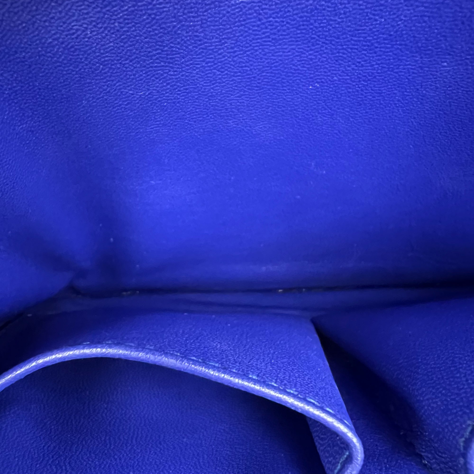 Box Crossbody Bag Blue in Calfskin, Gold hardware
