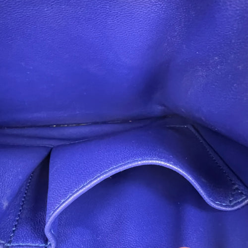 Box Crossbody Bag Blue in Calfskin, Gold hardware