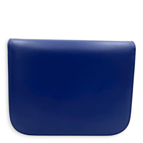Box Crossbody Bag Blue in Calfskin, Gold hardware