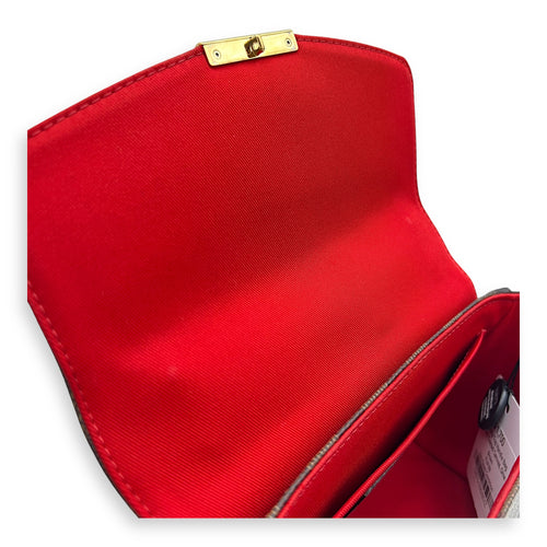 Croisette Top Handle Bag Brown in Coated Canvas, Gold hardware