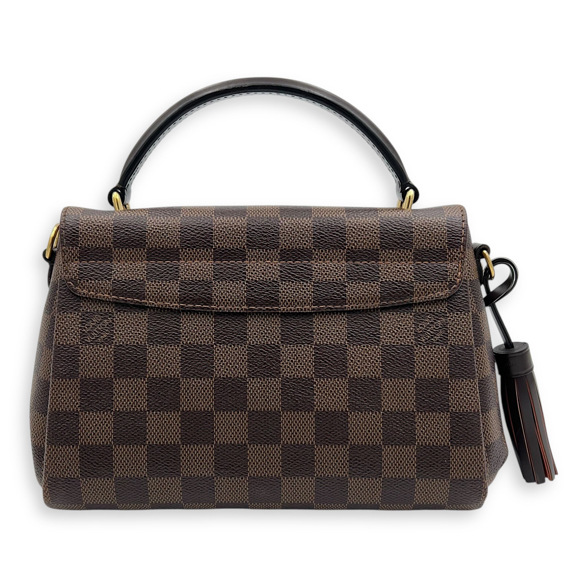 Croisette Top Handle Bag Brown in Coated Canvas, Gold hardware