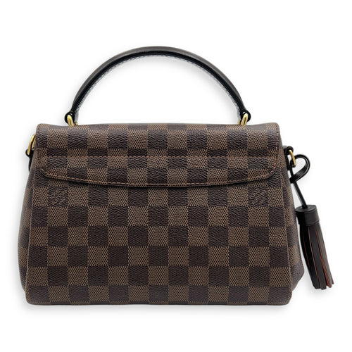 Croisette Top Handle Bag Brown in Coated Canvas, Gold hardware