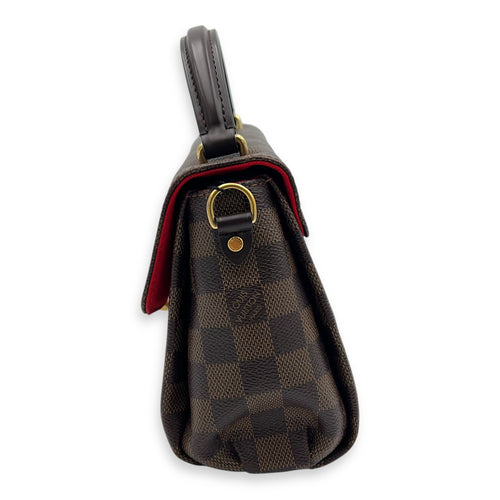 Croisette Top Handle Bag Brown in Coated Canvas, Gold hardware