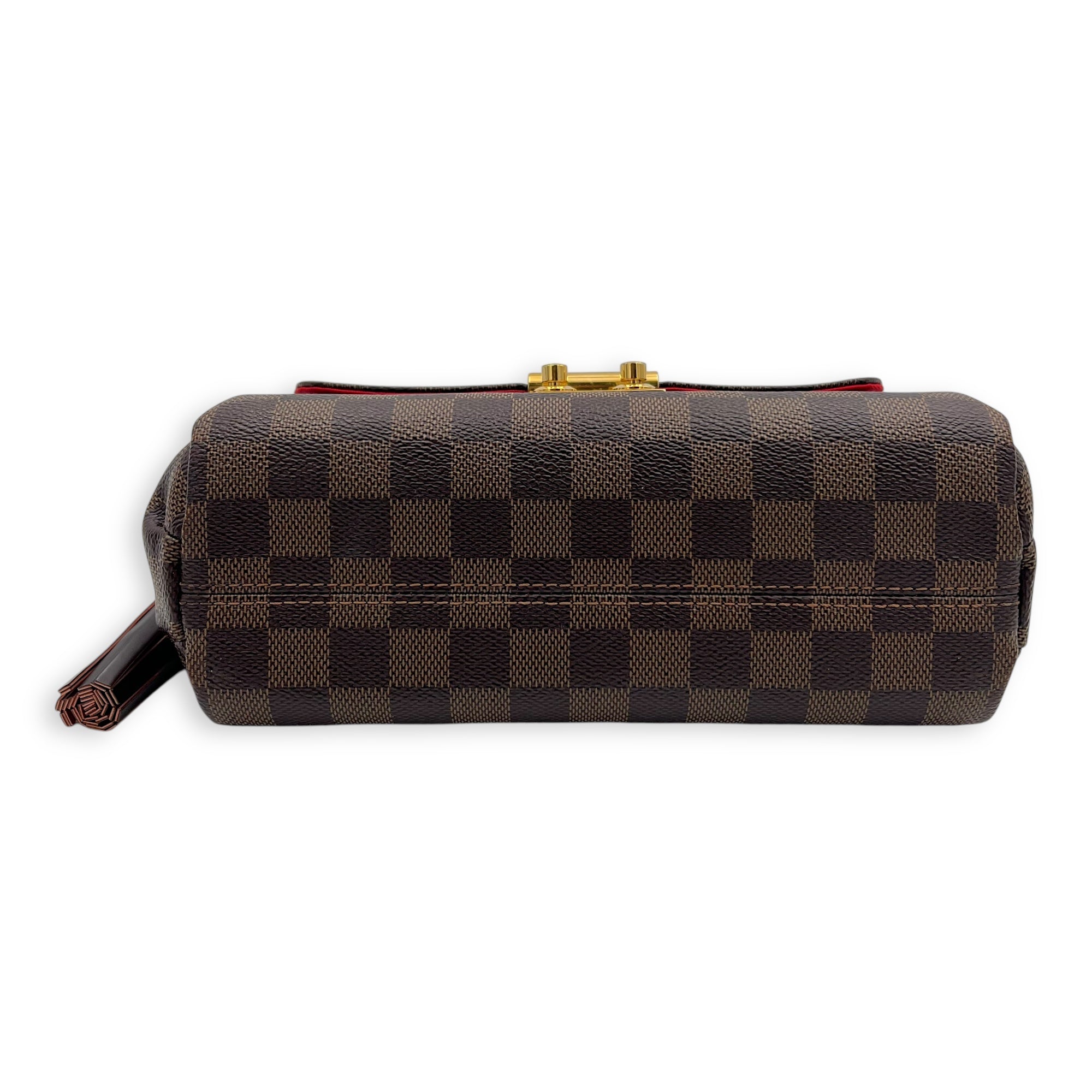 Croisette Top Handle Bag Brown in Coated Canvas, Gold hardware