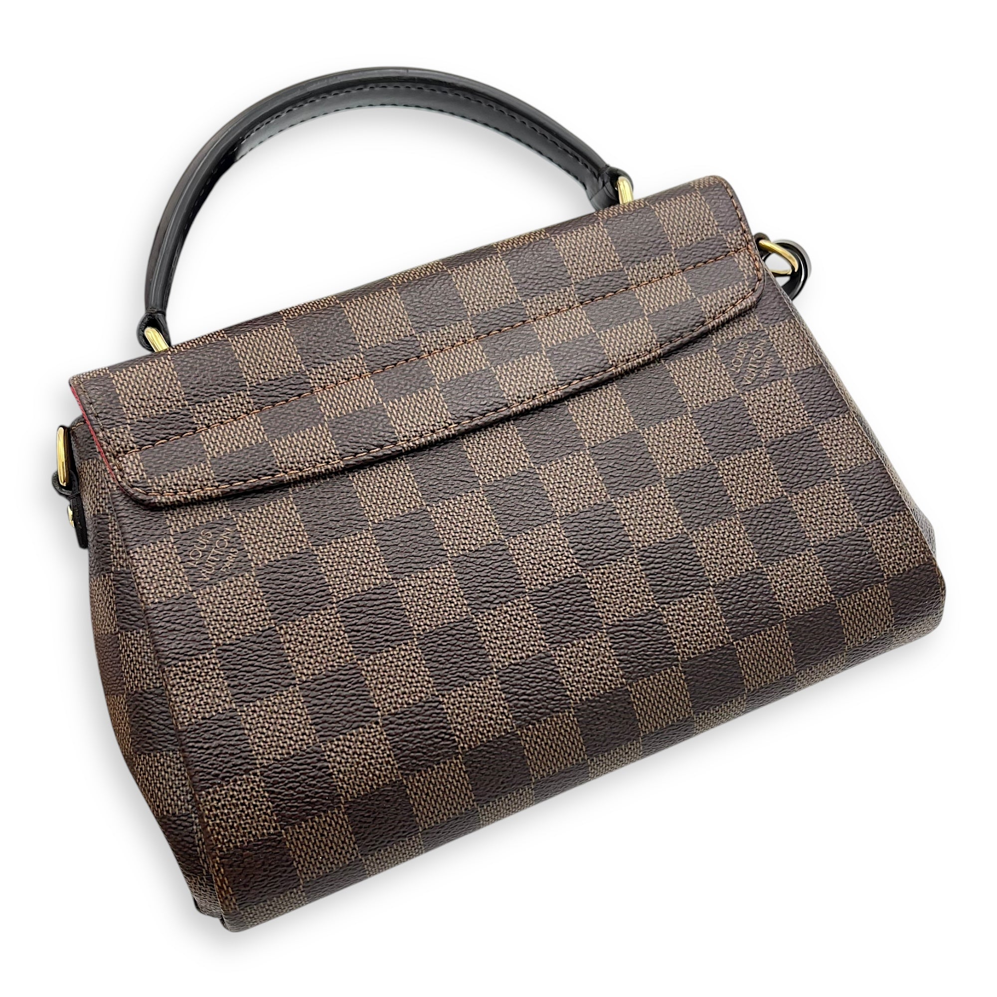 Croisette Top Handle Bag Brown in Coated Canvas, Gold hardware