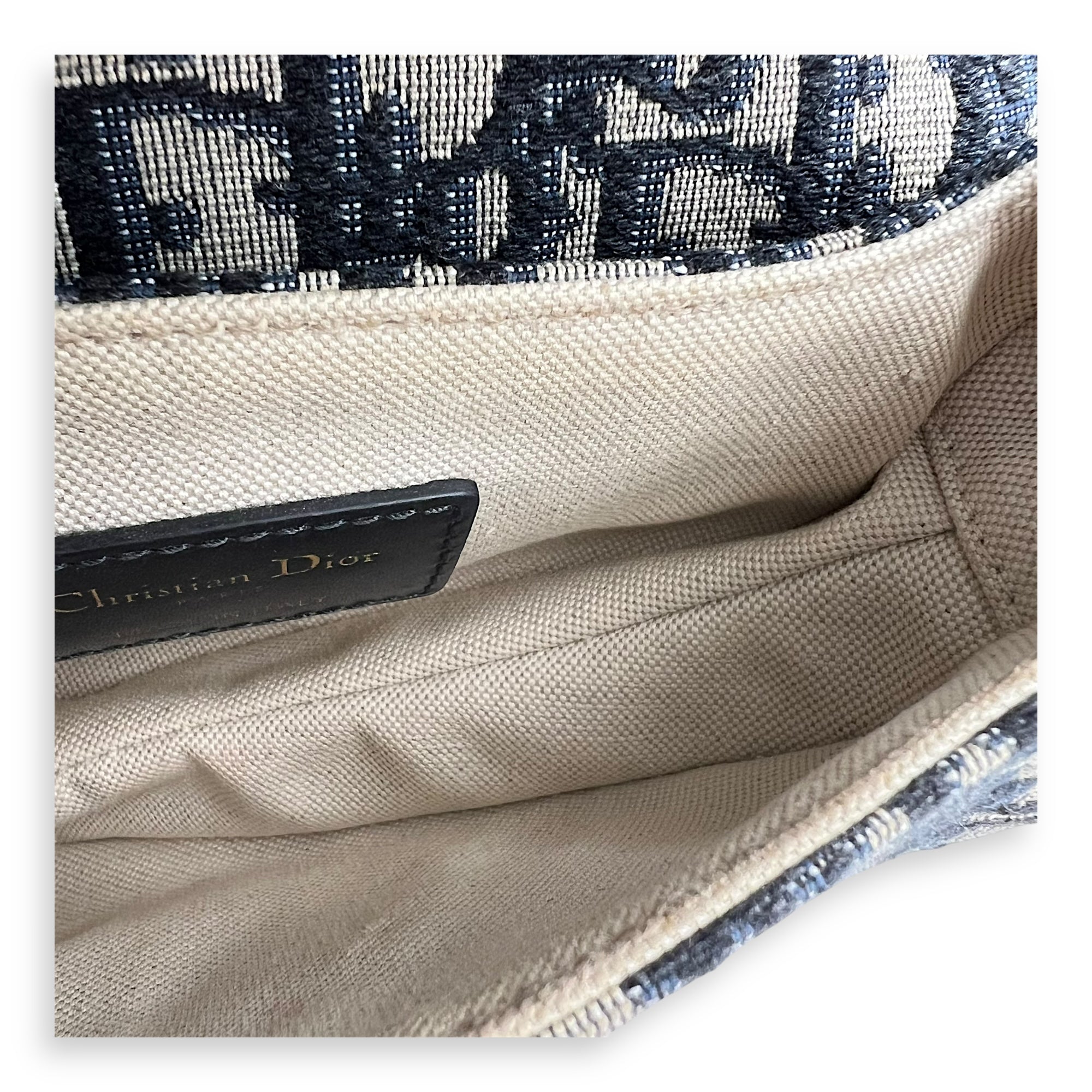 Saddle Top Handle Bag Mini Blue in Jacquard, Gold hardware