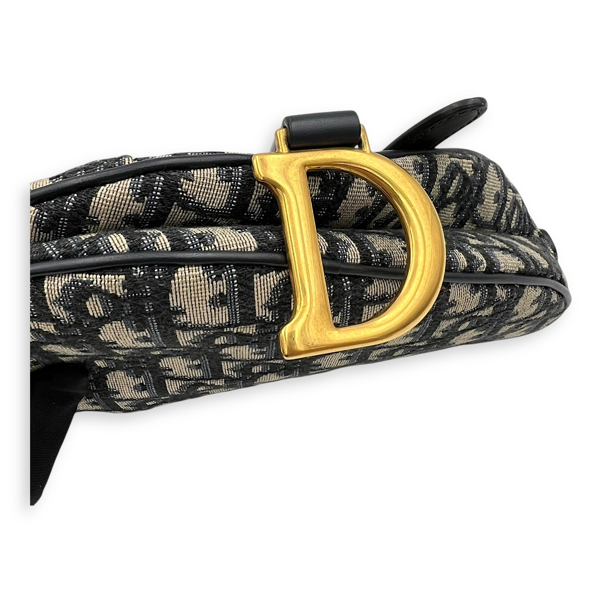 Saddle Top Handle Bag Mini Blue in Jacquard, Gold hardware