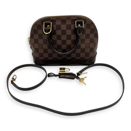 Alma Top Handle Bag BB Brown in Coated Canvas, Gold hardware