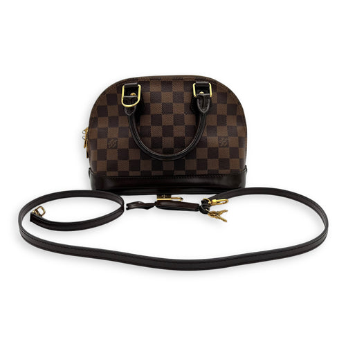 Alma Top Handle Bag BB Brown in Coated Canvas, Gold hardware