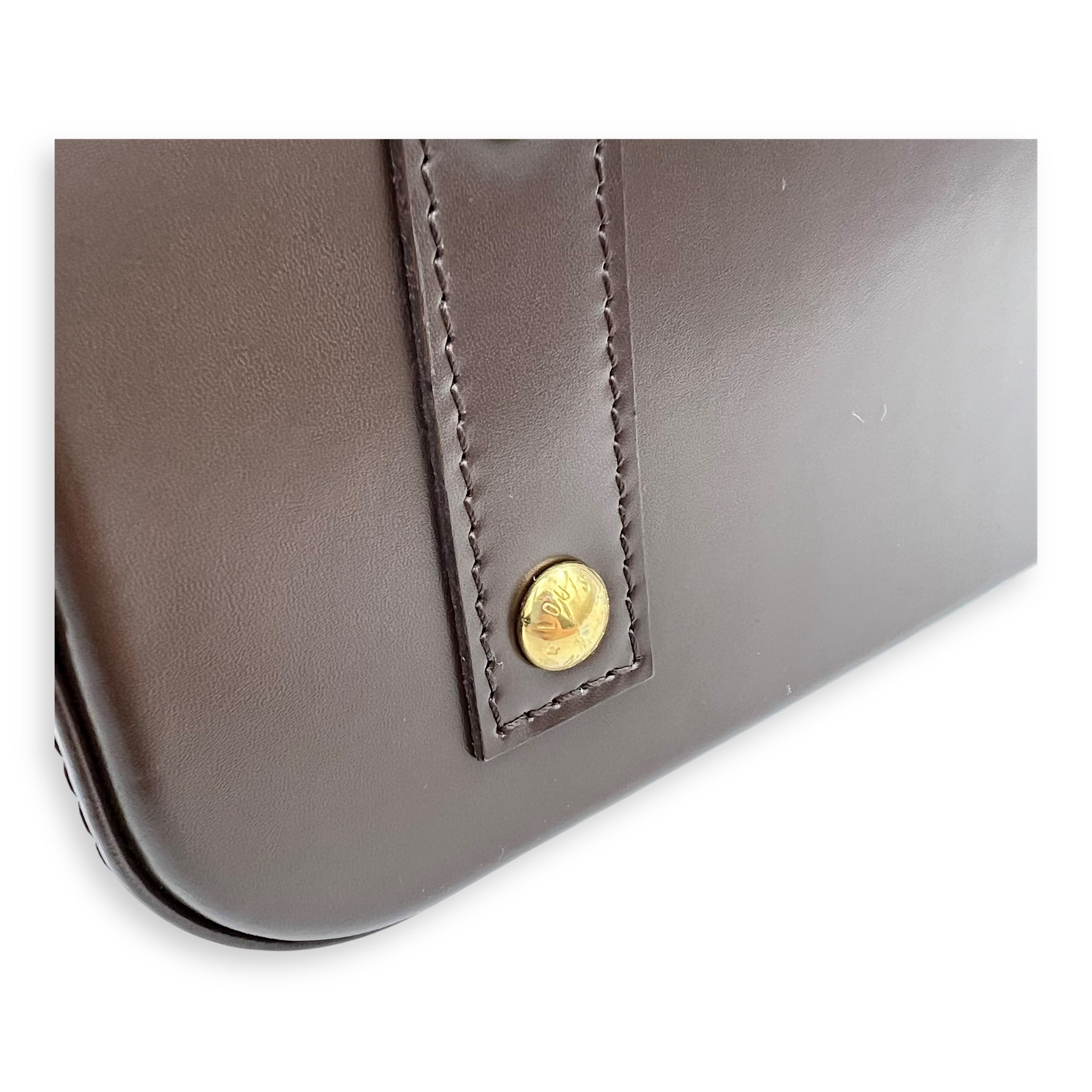 Alma Top Handle Bag BB Brown in Coated Canvas, Gold hardware