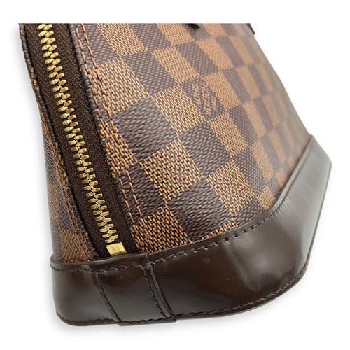 Alma Top Handle Bag BB Brown in Coated Canvas, Gold hardware