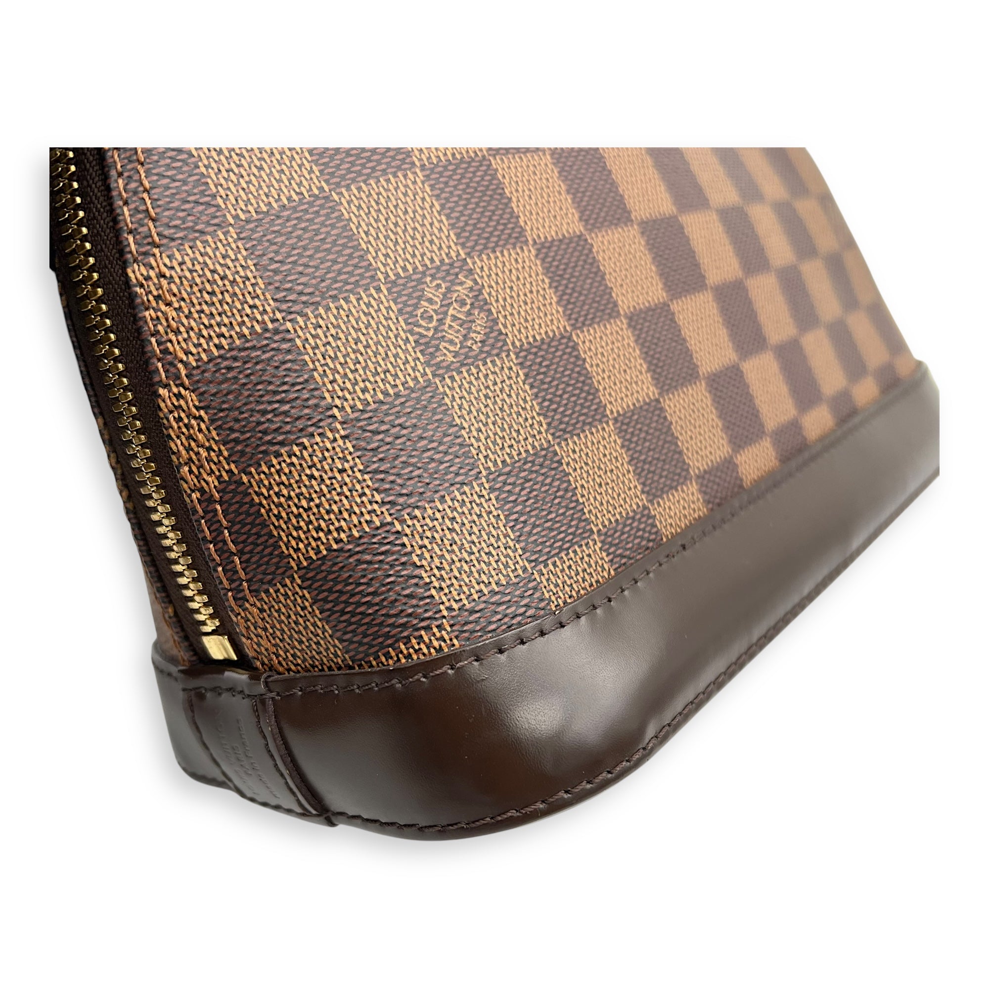 Alma Top Handle Bag BB Brown in Coated Canvas, Gold hardware