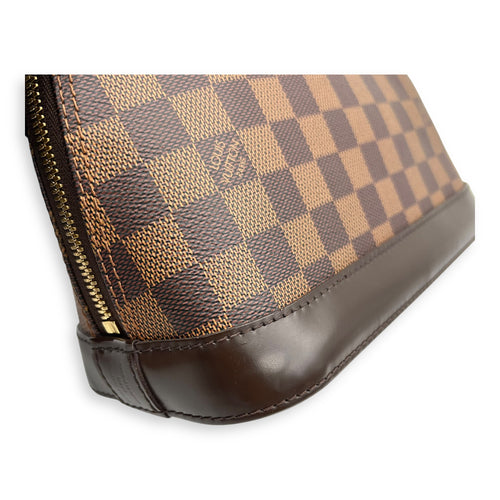 Alma Top Handle Bag BB Brown in Coated Canvas, Gold hardware