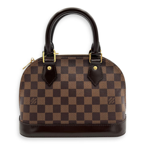 Alma Top Handle Bag BB Brown in Coated Canvas, Gold hardware