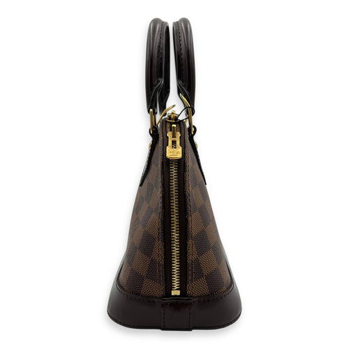Alma Top Handle Bag BB Brown in Coated Canvas, Gold hardware