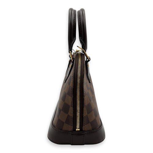Alma Top Handle Bag BB Brown in Coated Canvas, Gold hardware