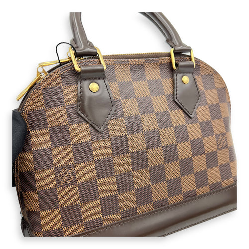 Alma Top Handle Bag BB Brown in Coated Canvas, Gold hardware