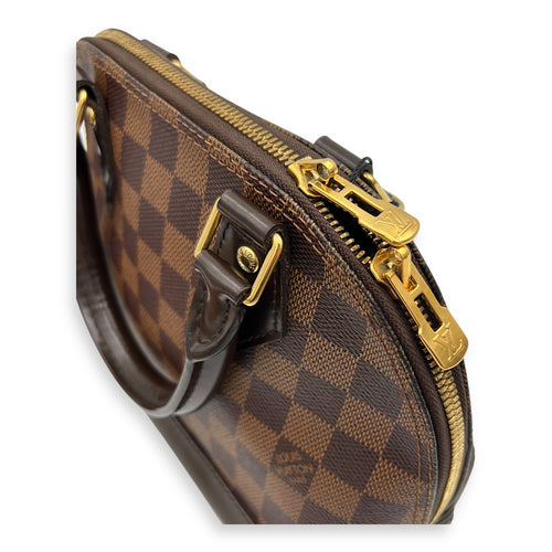 Alma Top Handle Bag BB Brown in Coated Canvas, Gold hardware