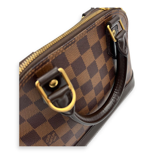 Alma Top Handle Bag BB Brown in Coated Canvas, Gold hardware