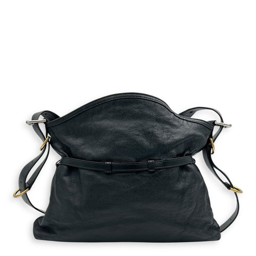 Voyou Medium Black Shoulder Bag in Calfskin, Mixed hardware