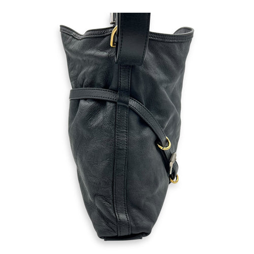 Voyou Medium Black Shoulder Bag in Calfskin, Mixed hardware