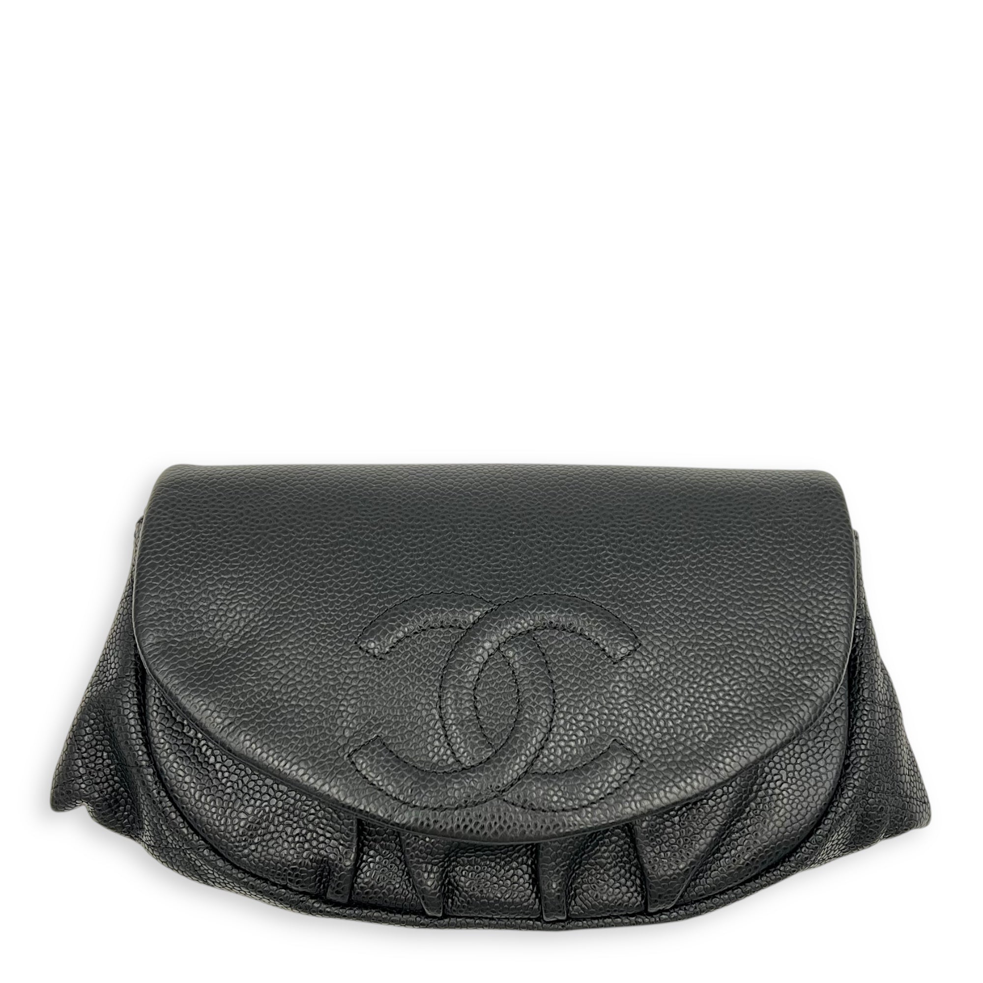 CC Crossbody Bag Black in Caviar Leather, Silver hardware