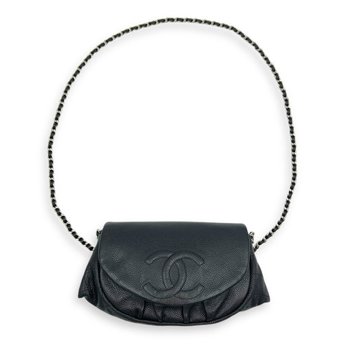 CC Crossbody Bag Black in Caviar Leather, Silver hardware