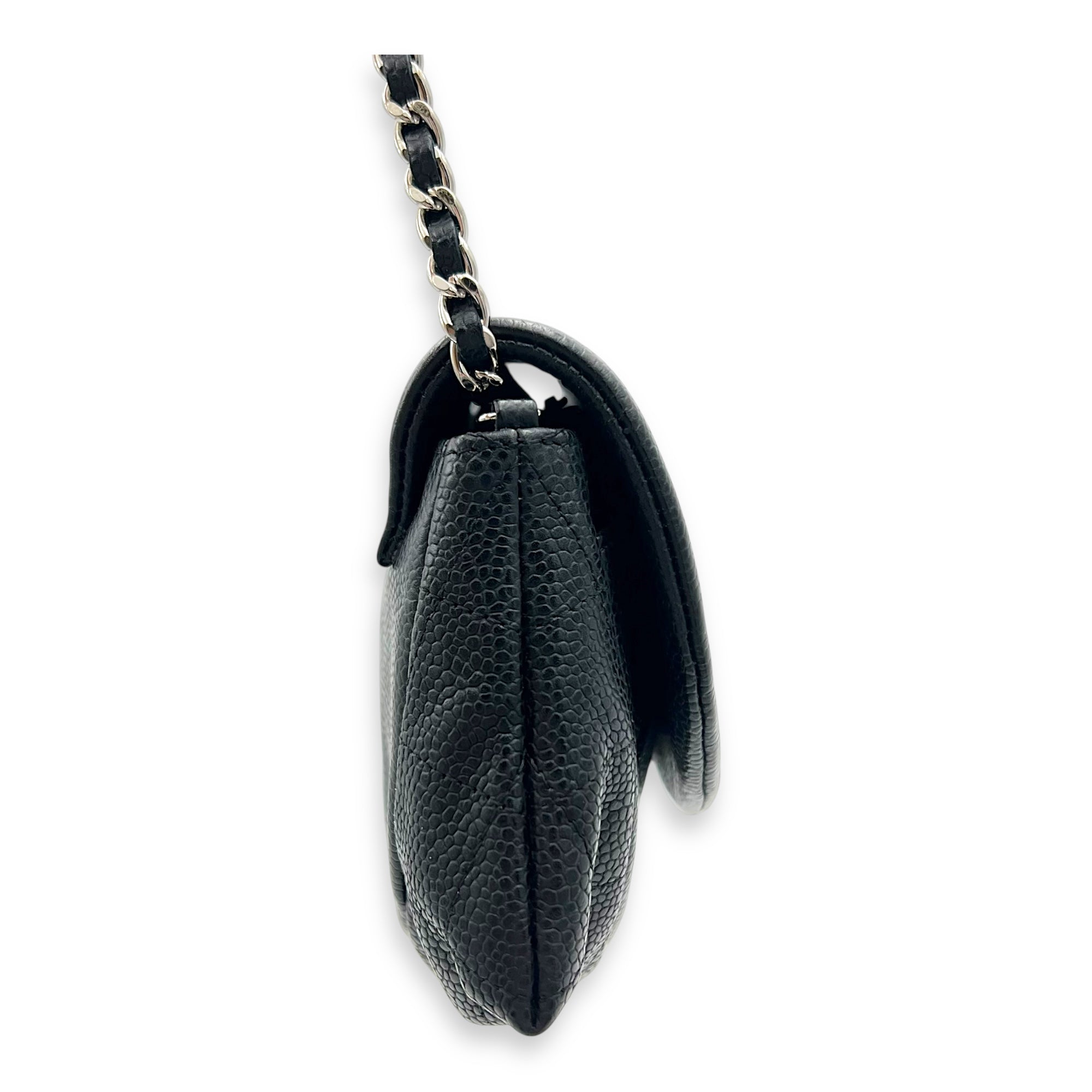 CC Crossbody Bag Black in Caviar Leather, Silver hardware