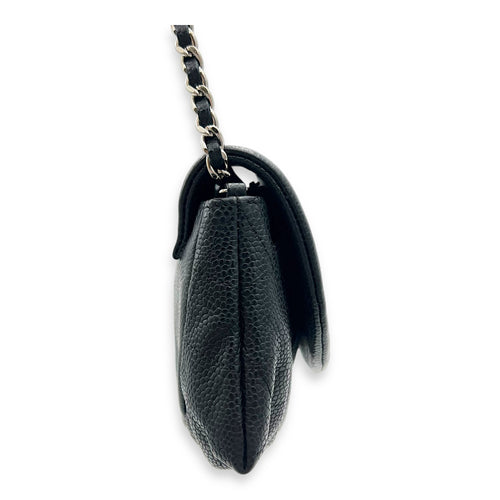 CC Crossbody Bag Black in Caviar Leather, Silver hardware