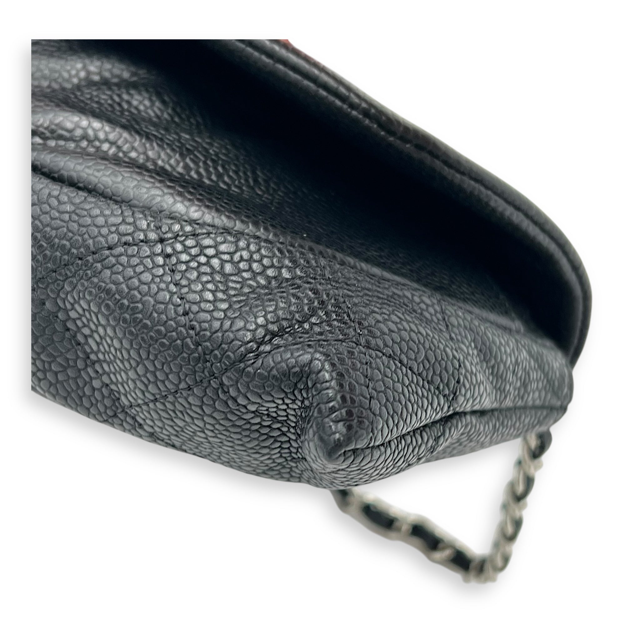 CC Crossbody Bag Black in Caviar Leather, Silver hardware