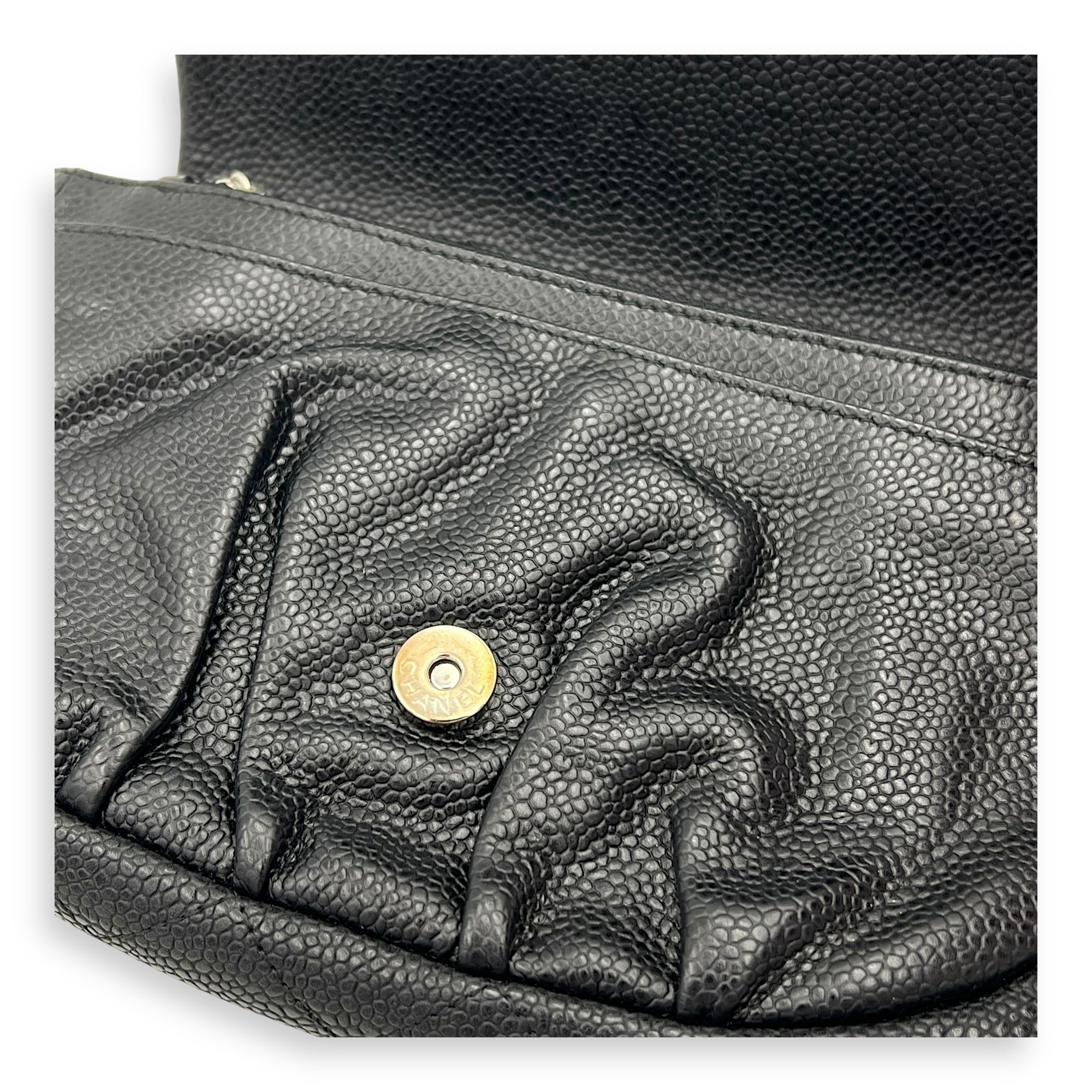 CC Crossbody Bag Black in Caviar Leather, Silver hardware