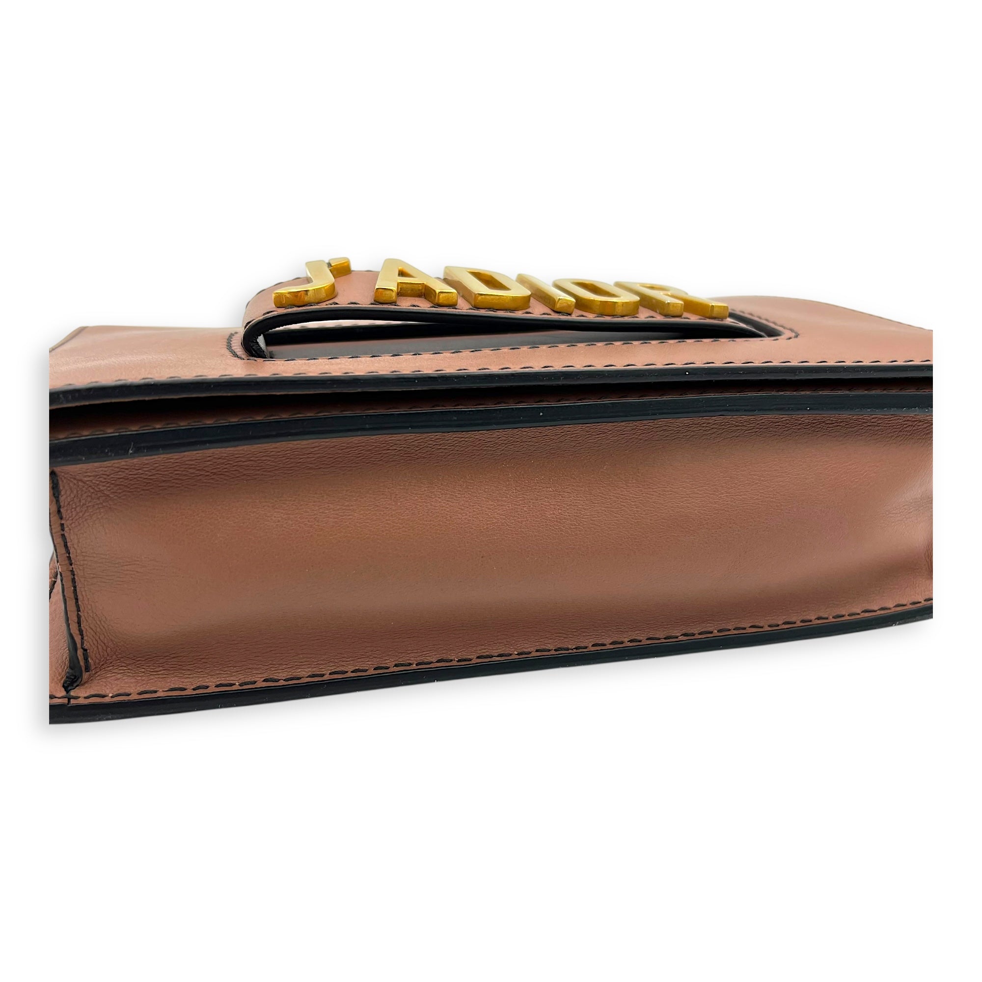 J'adior Shoulder Bag Beige in Calfskin, Gold hardware