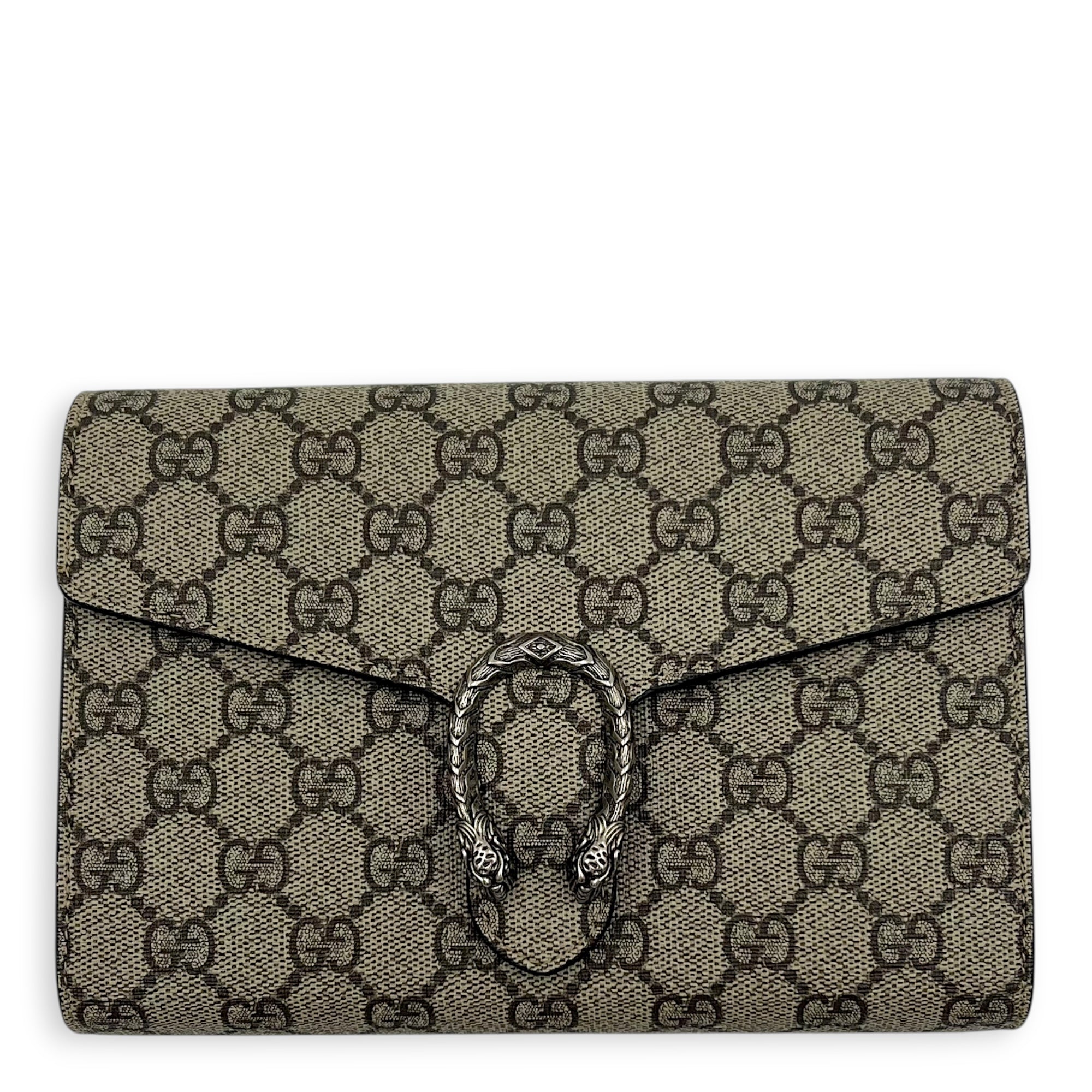 Dionysus Wallet On Chain Grey in Coated Canvas, Silver hardware