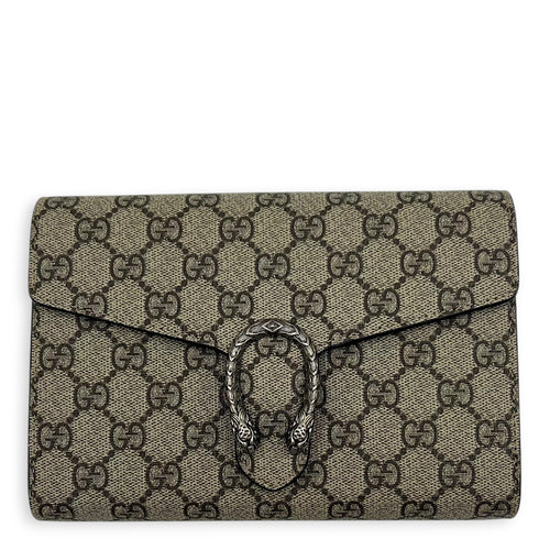 Dionysus Wallet On Chain Grey in Coated Canvas, Silver hardware