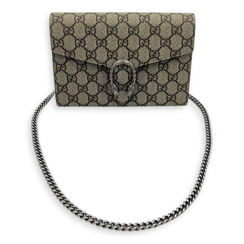 Dionysus Wallet On Chain Grey in Coated Canvas, Silver hardware