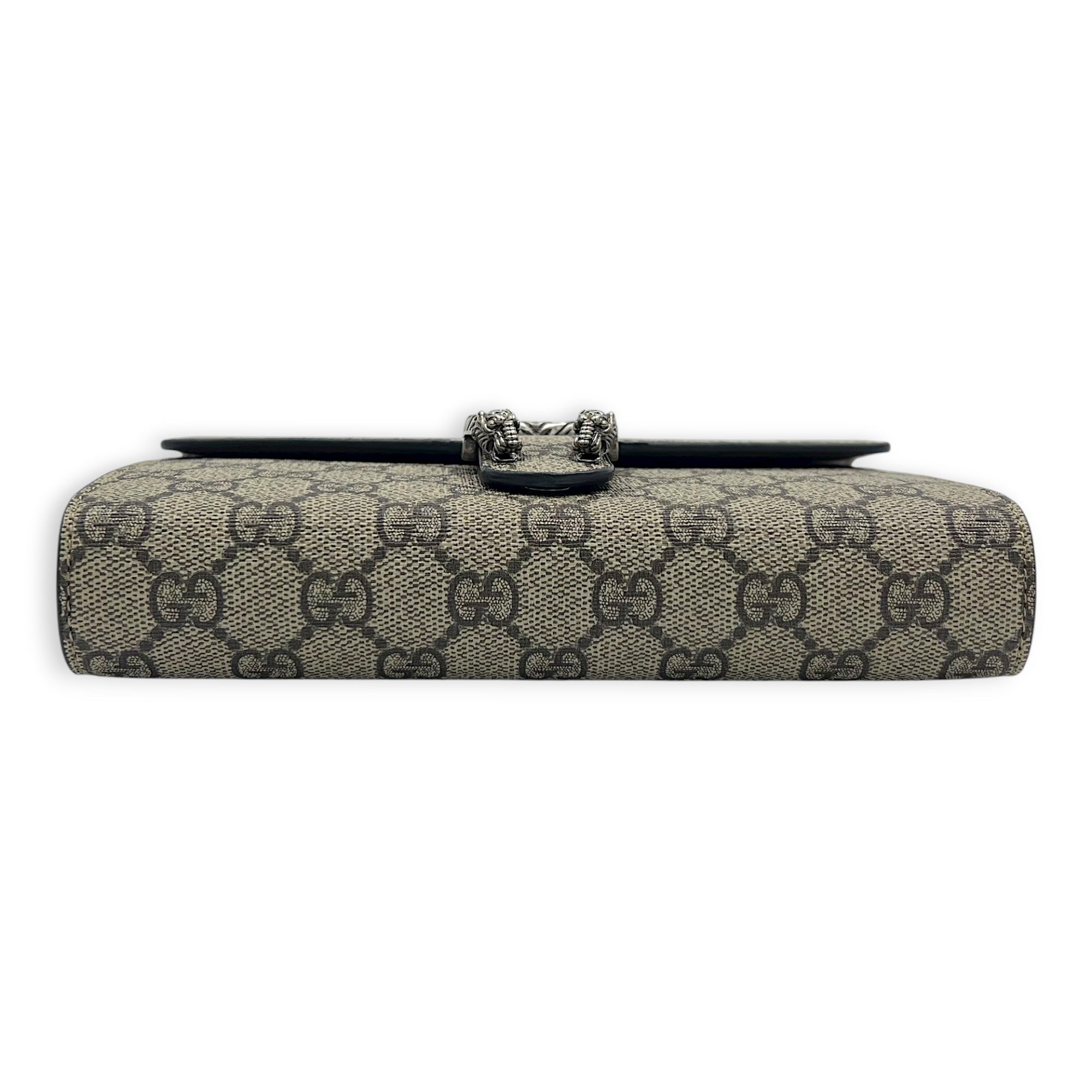 Dionysus Wallet On Chain Grey in Coated Canvas, Silver hardware