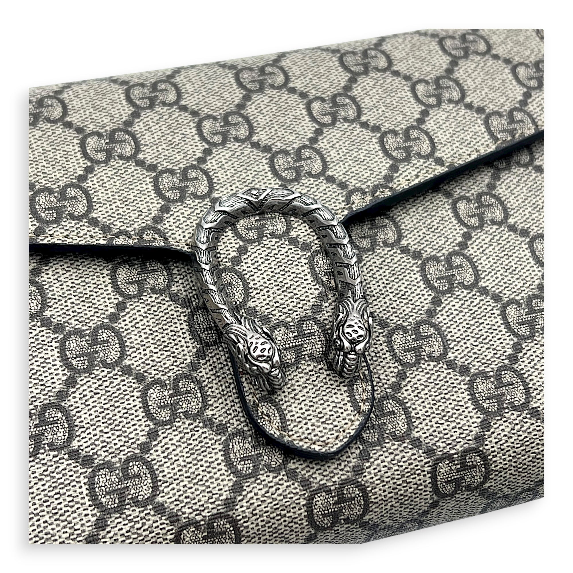 Dionysus Wallet On Chain Grey in Coated Canvas, Silver hardware