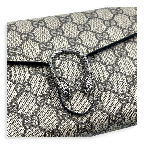 Dionysus Wallet On Chain Grey in Coated Canvas, Silver hardware