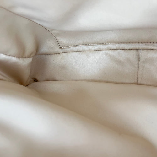 GST Tote Bag Beige in Caviar Leather, Silver hardware