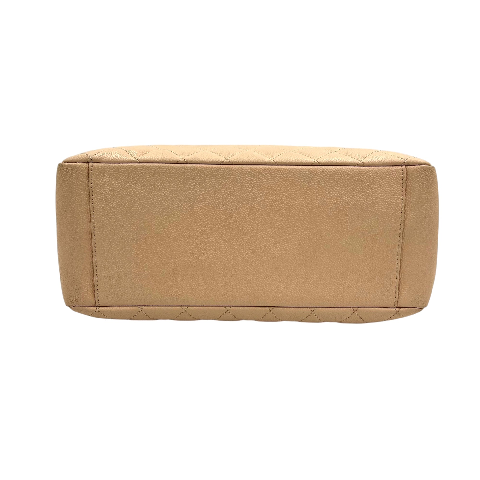 GST Tote Bag Beige in Caviar Leather, Silver hardware