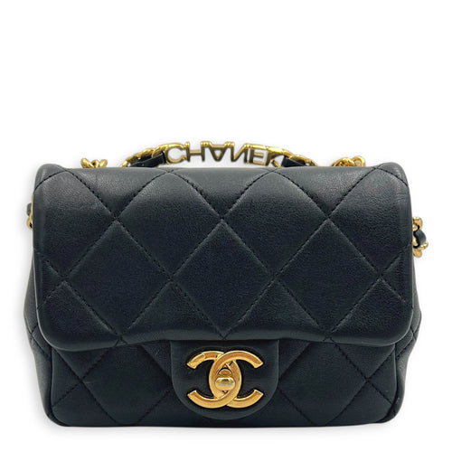 CC Flap Crossbody Bag Mini Black in Calfskin, Gold hardware