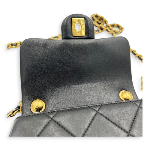 CC Flap Crossbody Bag Mini Black in Calfskin, Gold hardware