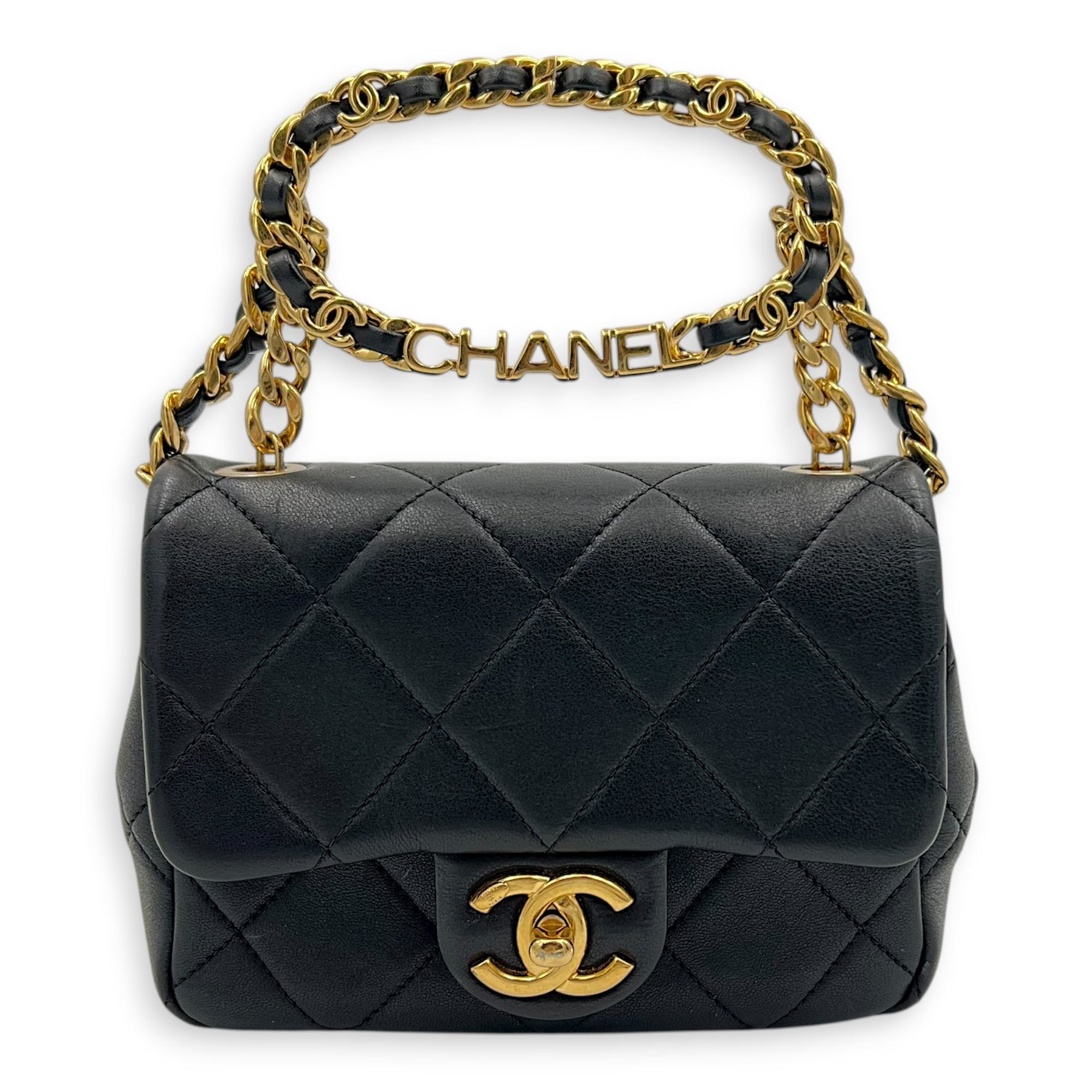 CC Flap Crossbody Bag Mini Black in Calfskin, Gold hardware