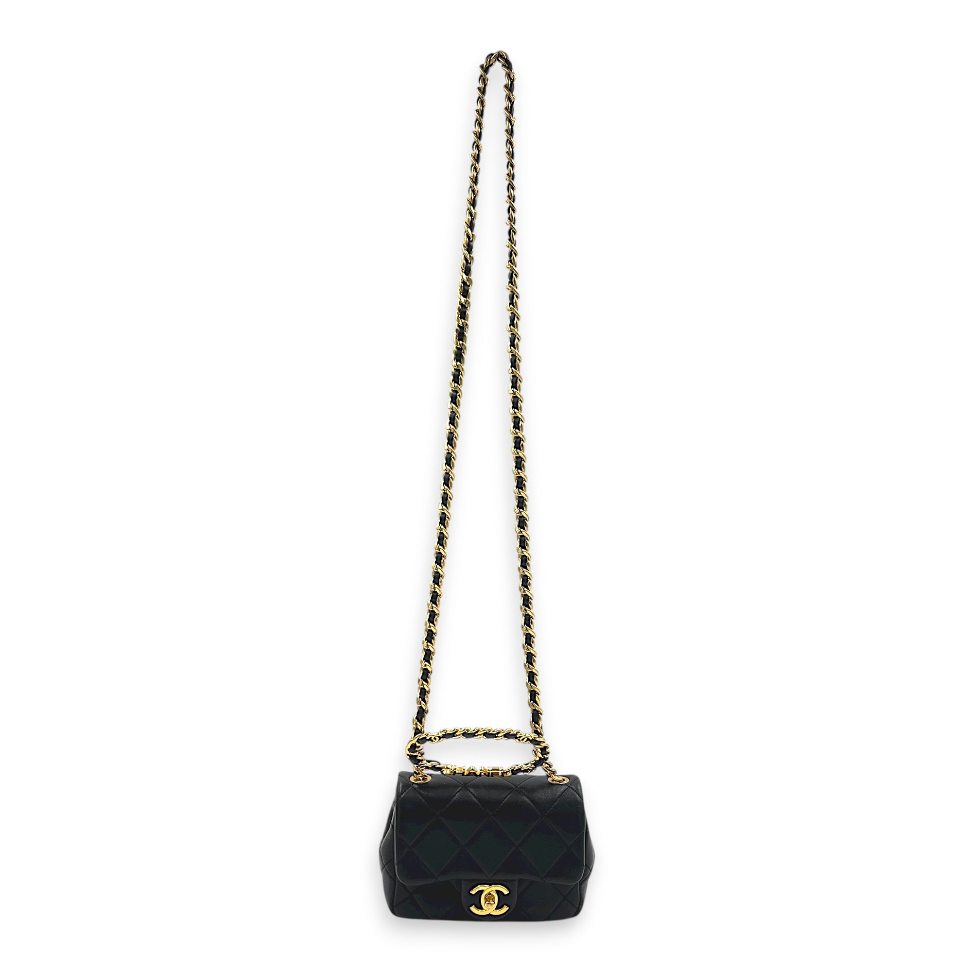 CC Flap Crossbody Bag Mini Black in Calfskin, Gold hardware