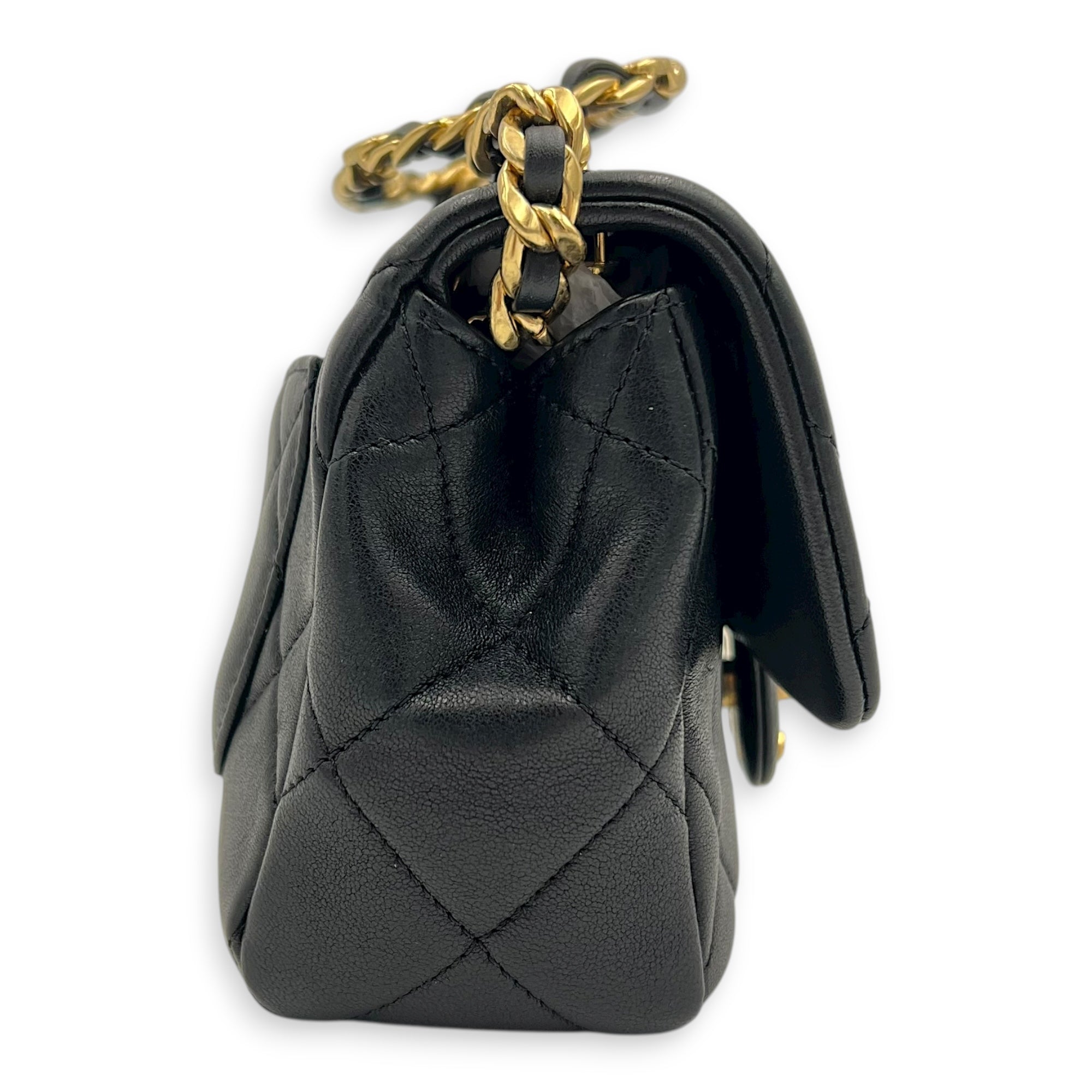 CC Flap Crossbody Bag Mini Black in Calfskin, Gold hardware