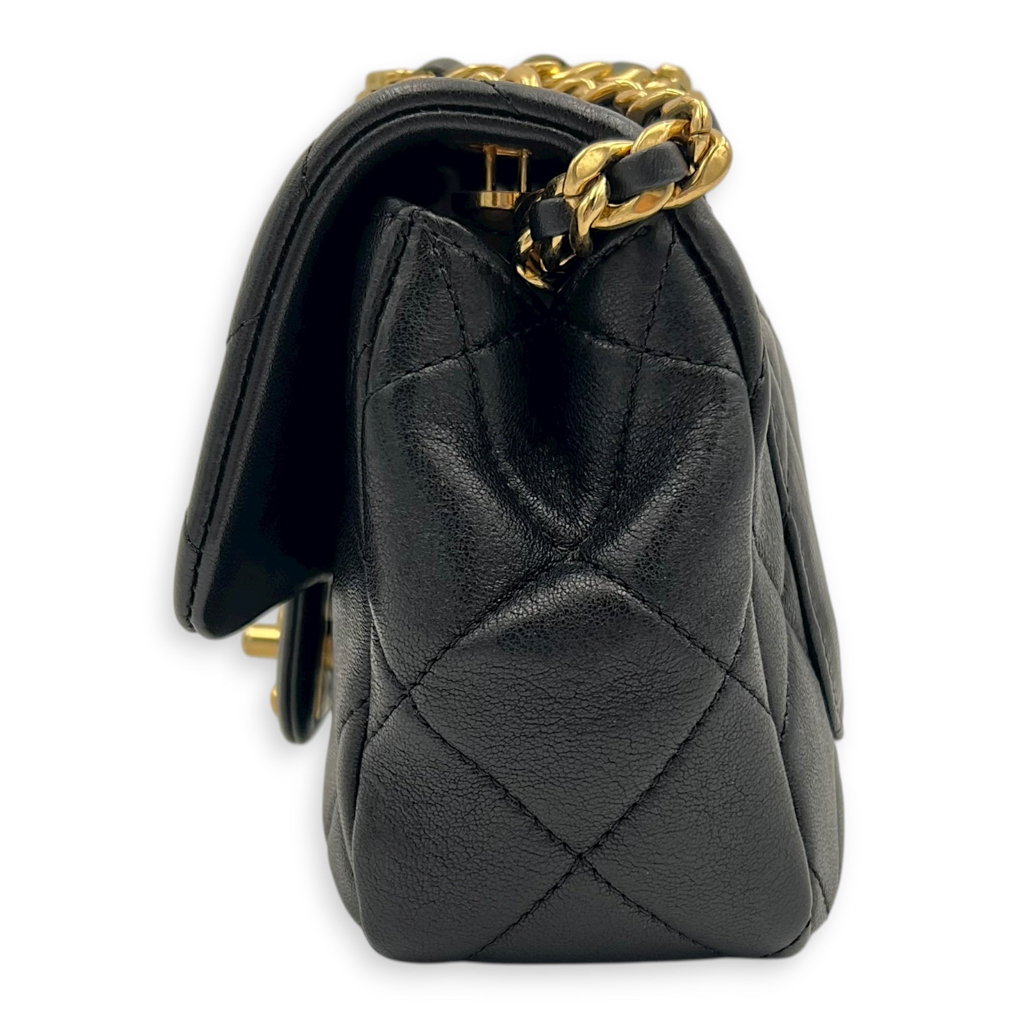 CC Flap Crossbody Bag Mini Black in Calfskin, Gold hardware